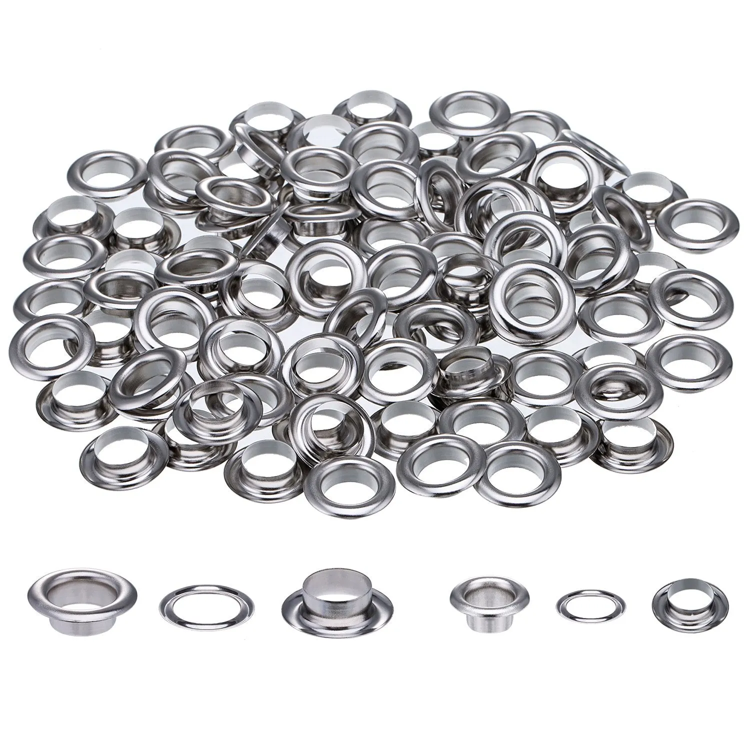 4mm-20mm 100PCS Silver Eyelet and Eyelet Punch Die Tool Set Metal Button for DIY Leather Craft Clothing Shoes Belt Bag Grommet