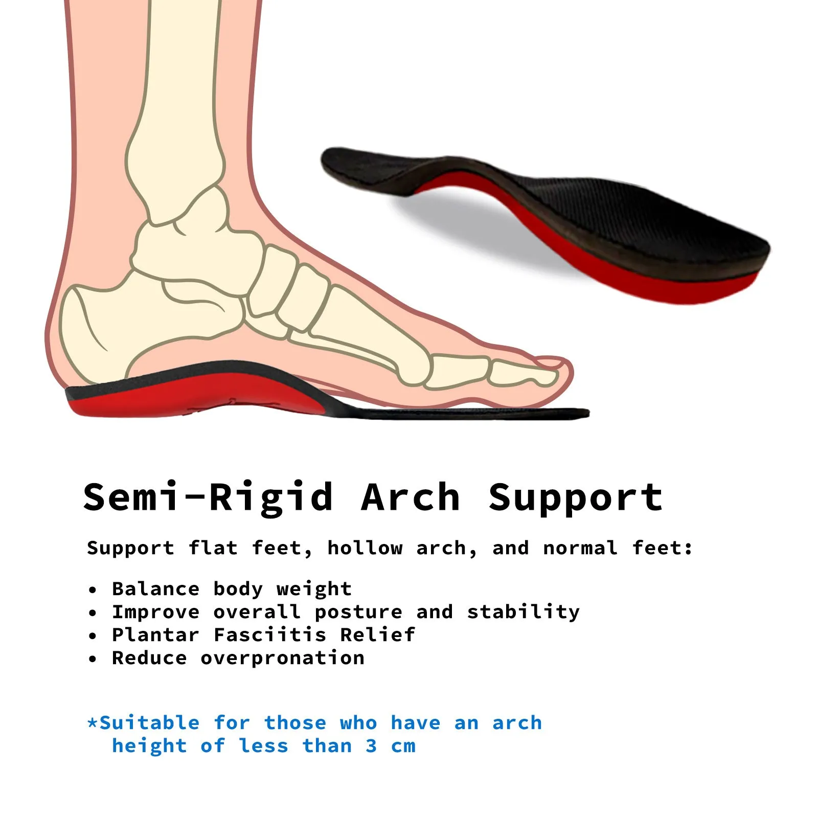 4X Pair Arch Support Insoles for All-Day Use - Bibal