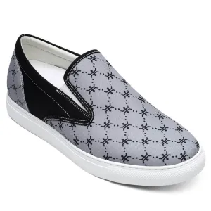 6 CM/2.36 Inches CMR CHAMARIPA Gray Canvas Height Increasing Slip-On Shoes for Men - Elevate Your Style