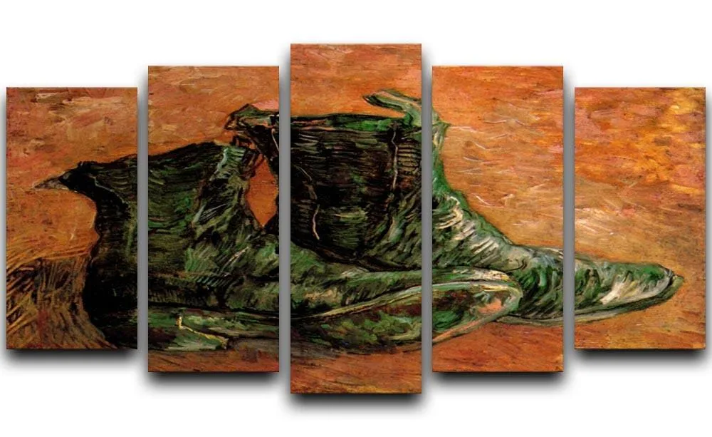 A Pair of Shoes by Van Gogh 5 Split Panel Canvas