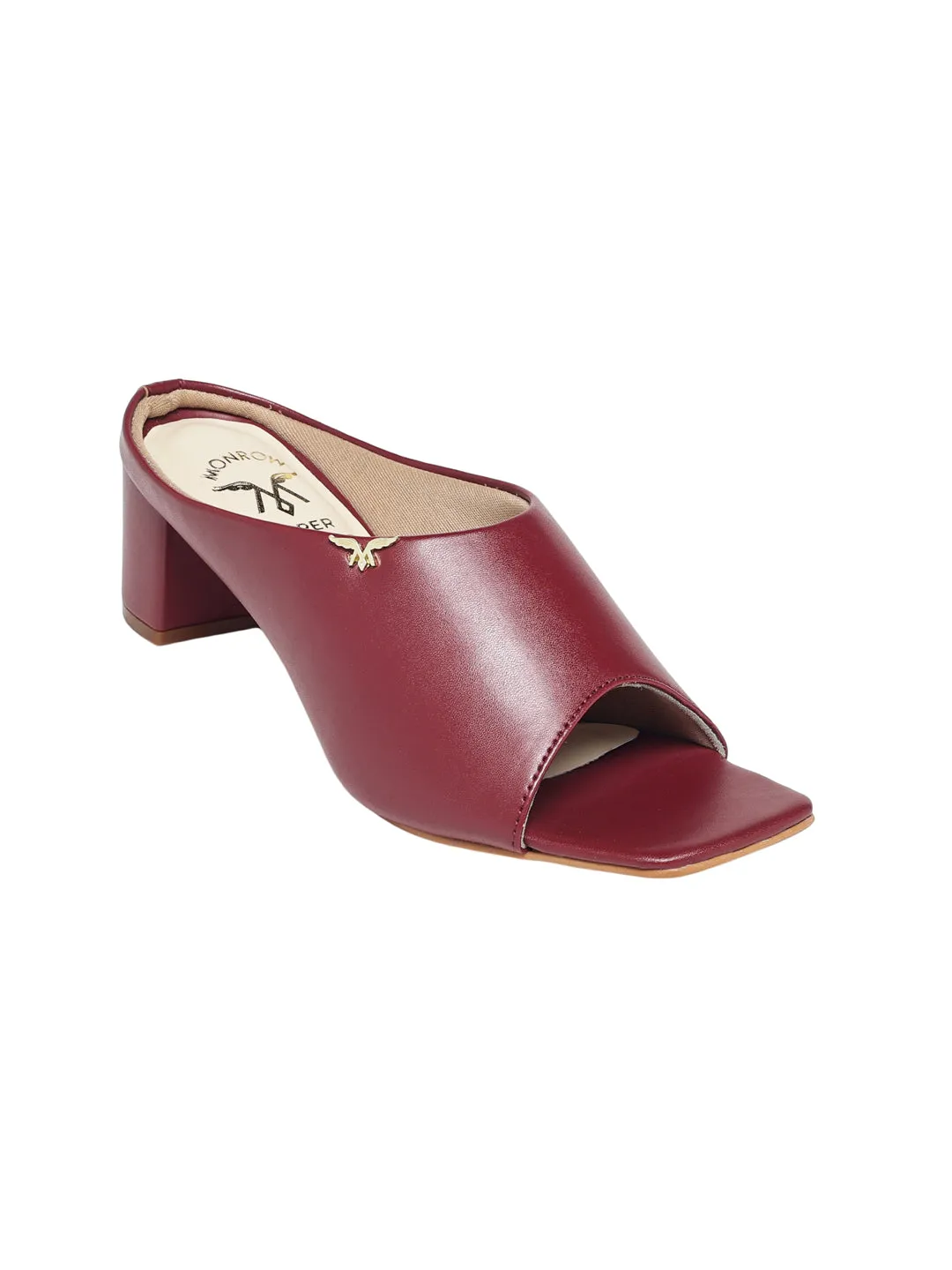 Aamya Maroon Block Heels