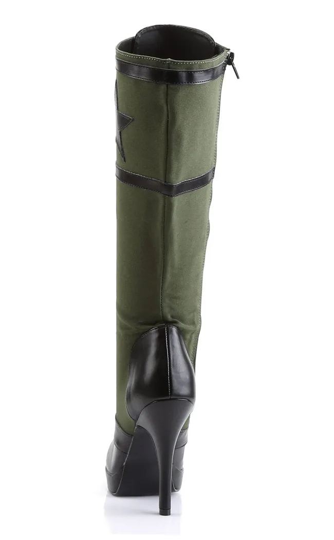 ARENA-2022 Blk Pu-Army Green Canvas Boots