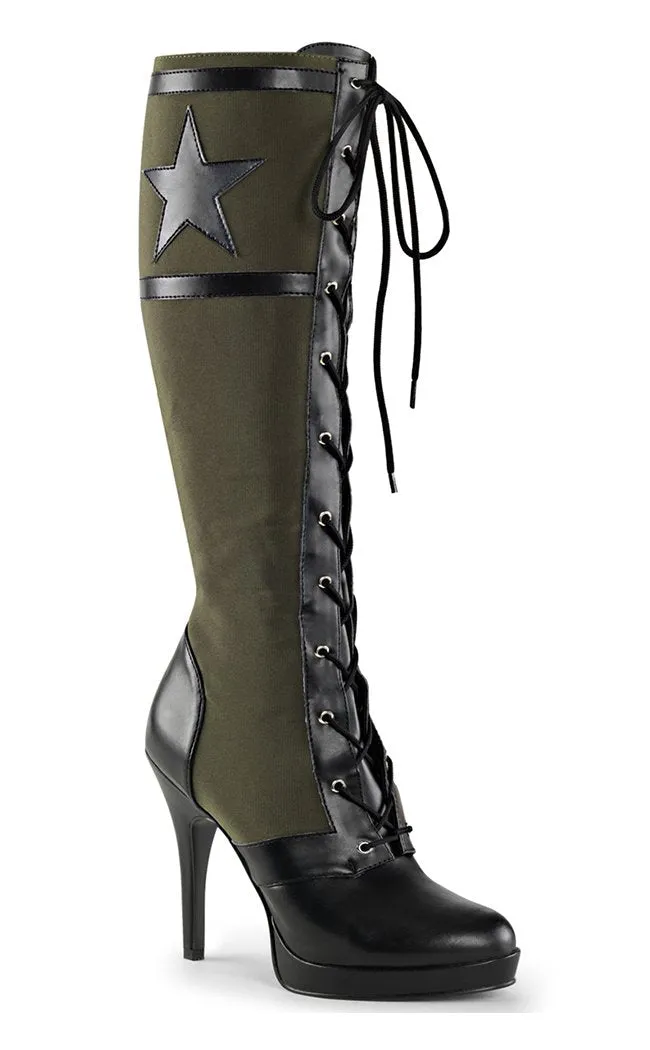 ARENA-2022 Blk Pu-Army Green Canvas Boots