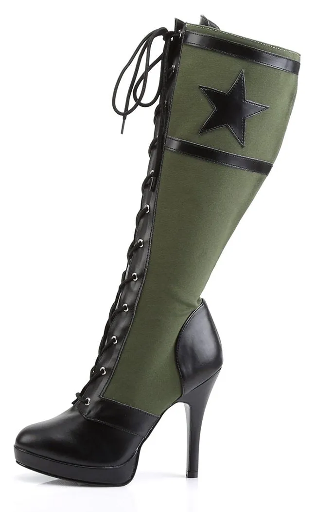 ARENA-2022 Blk Pu-Army Green Canvas Boots