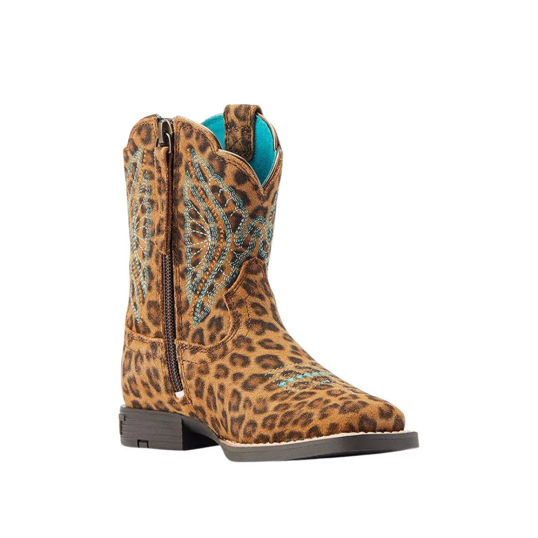 Ariat Children's Primetime Faded Leopard Print Square Toe Zipper Boots