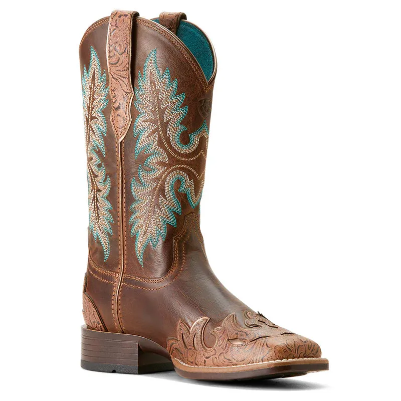 Ariat Womens Bryce Canyon Floral Embossed Tan/Sassy Brown Boots