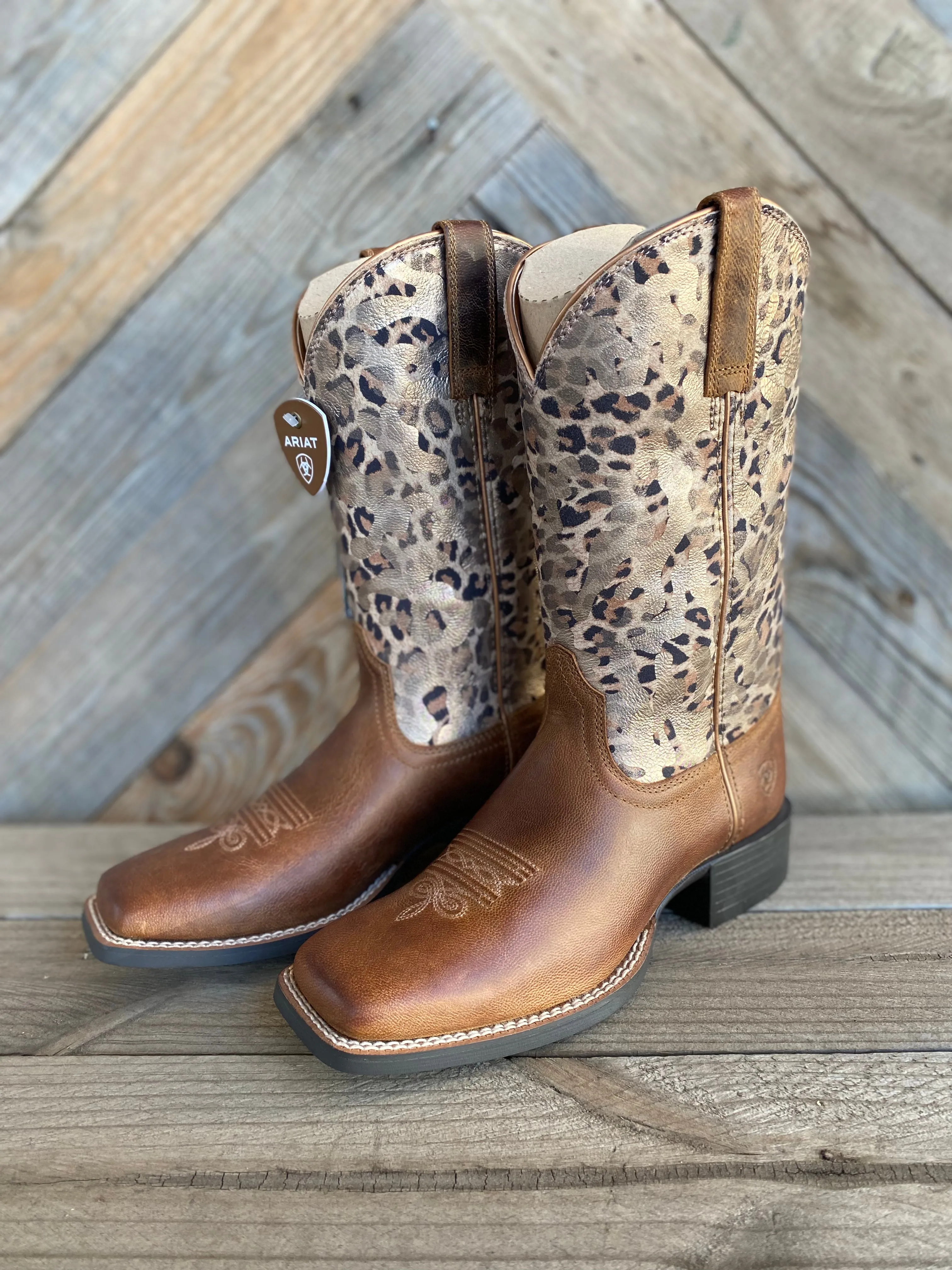 Ariat Womens Round Up WST - Pearl Brown/Metallic Leopard