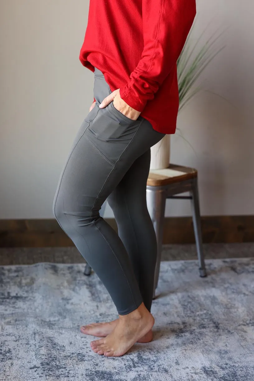 Ash Grey Full Length High Waist Athletic Style Leggings