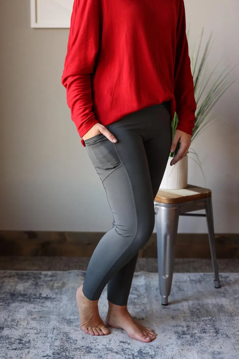 Ash Grey Full Length High Waist Athletic Style Leggings