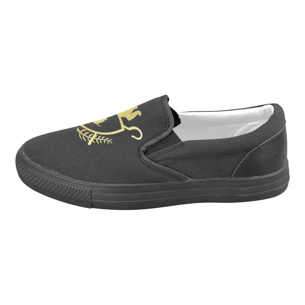 ATEF SHIELD GOLD Men's Unusual Slip-on Canvas Shoes