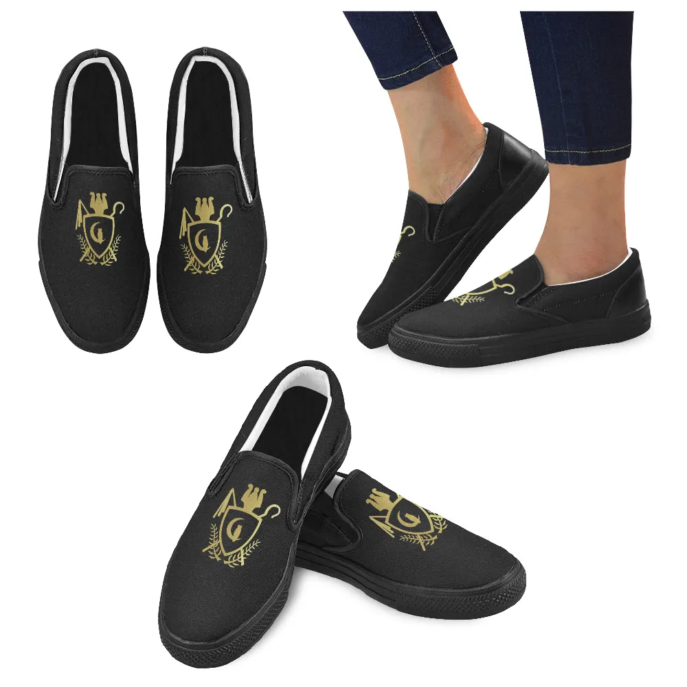 ATEF SHIELD GOLD Men's Unusual Slip-on Canvas Shoes