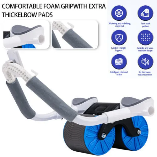 Automatic Rebound Ab Roller with Elbow Support, Noise-Free, Foam Grips