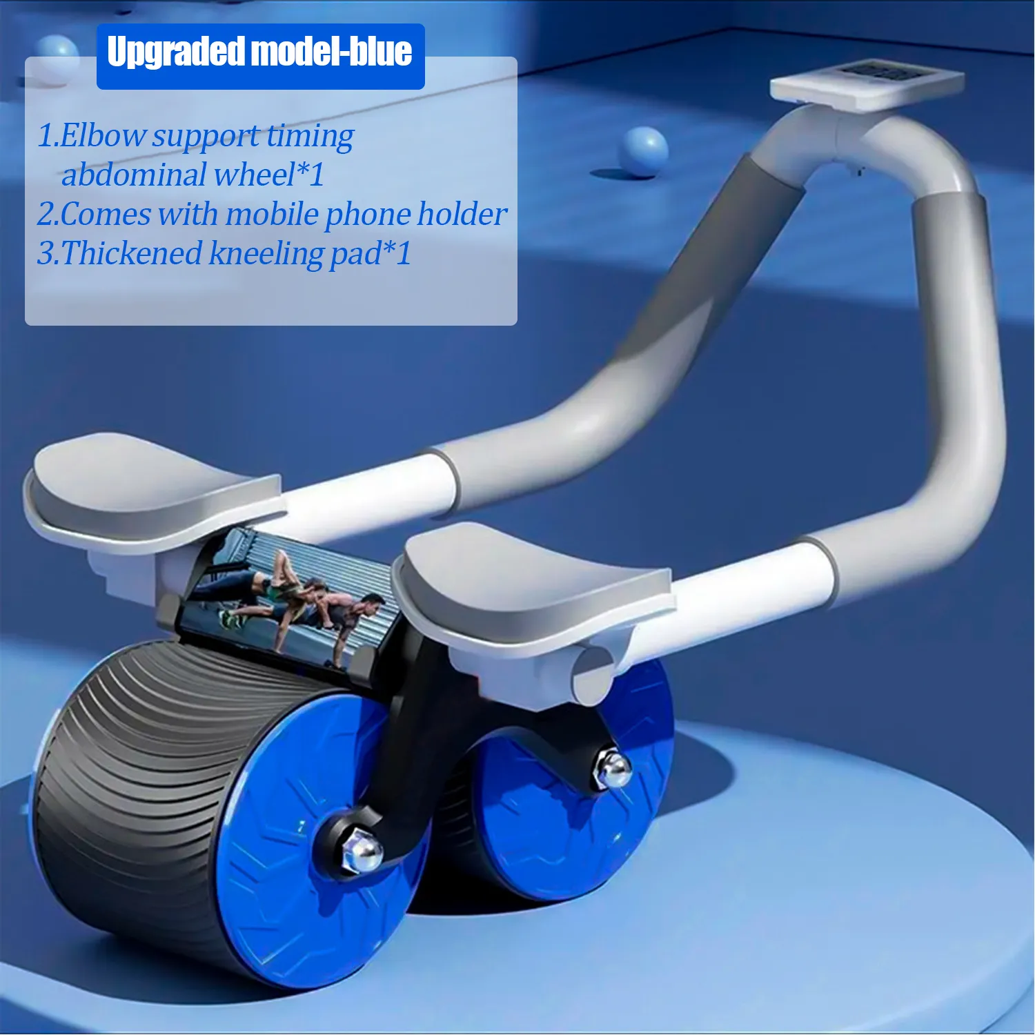 Automatic Rebound Ab Roller with Elbow Support, Noise-Free, Foam Grips