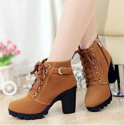 Autumn and winter velvet short boot thick heels wild black matte female shoes Miss Han Ban ol Martin boots