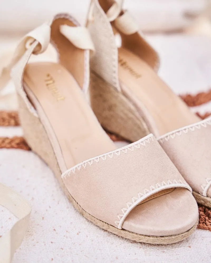 Azalea Vegan Suede Espadrille Wedge Sandals | Almond