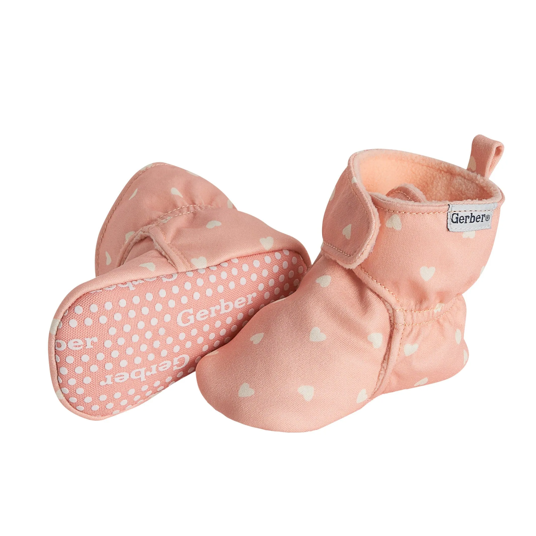 Baby Girls Pink Hearts Soft Booties