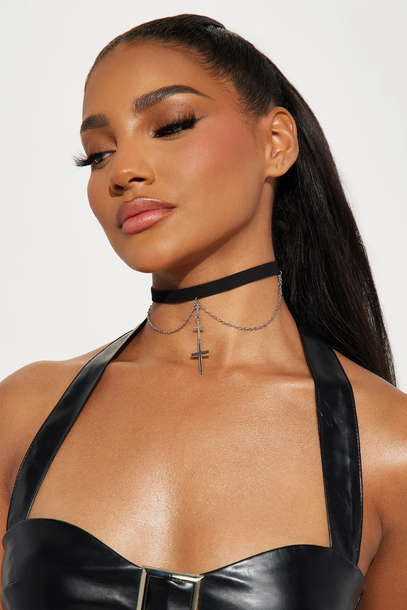 Best Cross Choker Necklace - Black