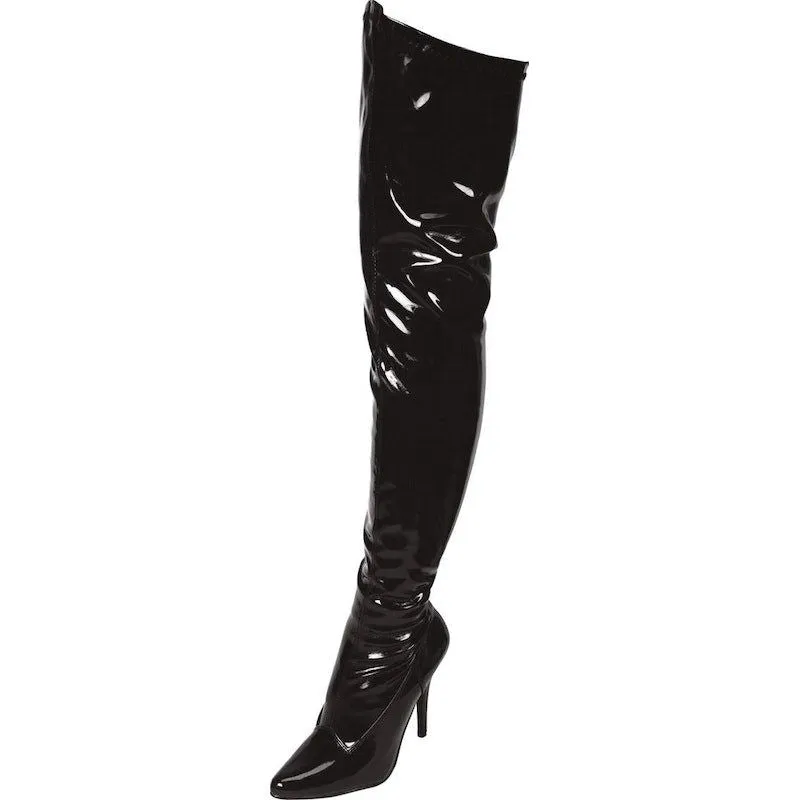 Black Pointed Toe Thigh High Boot 5in Heel Size AU 8