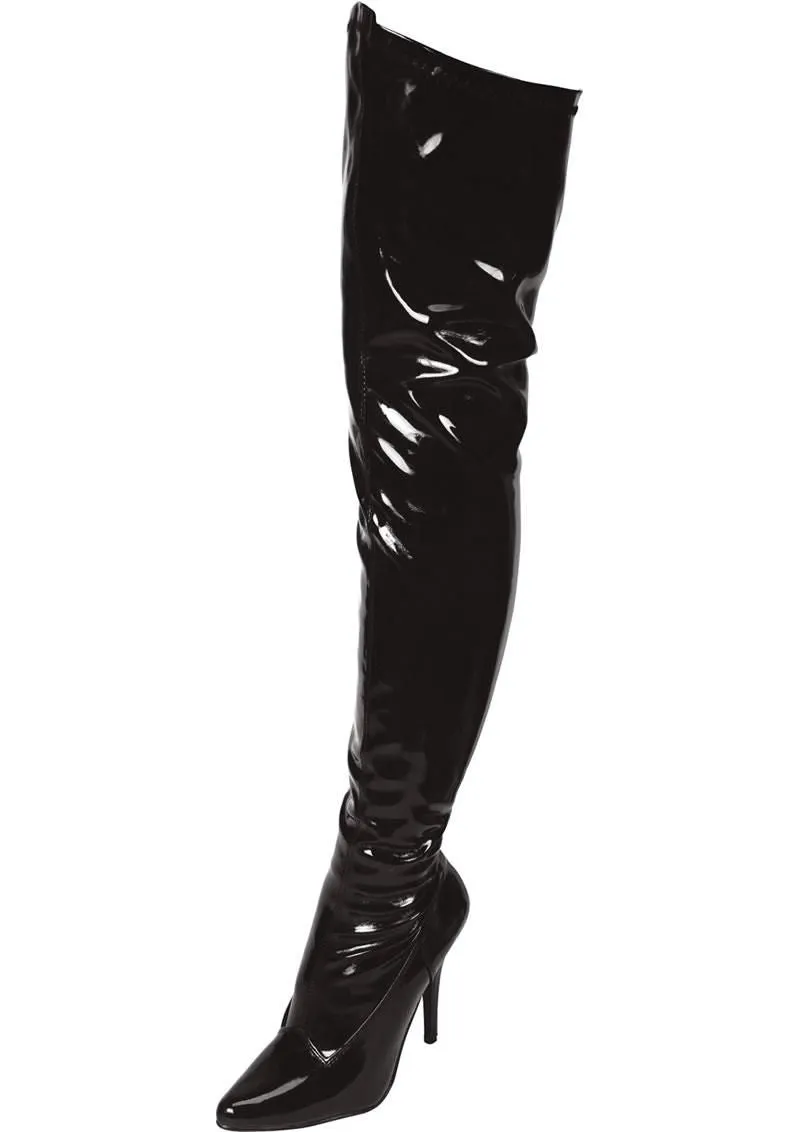 Black Pointed Toe Thigh High Boot 5in Heel Size AU 8