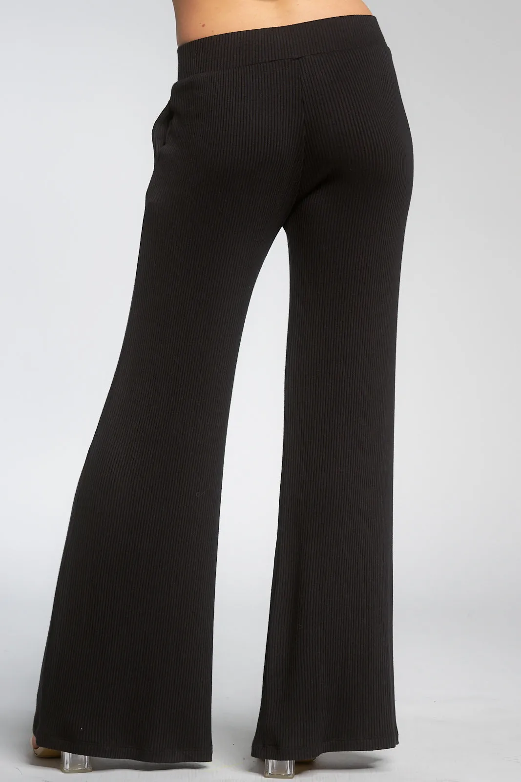 Black Ribbed Flare Pants