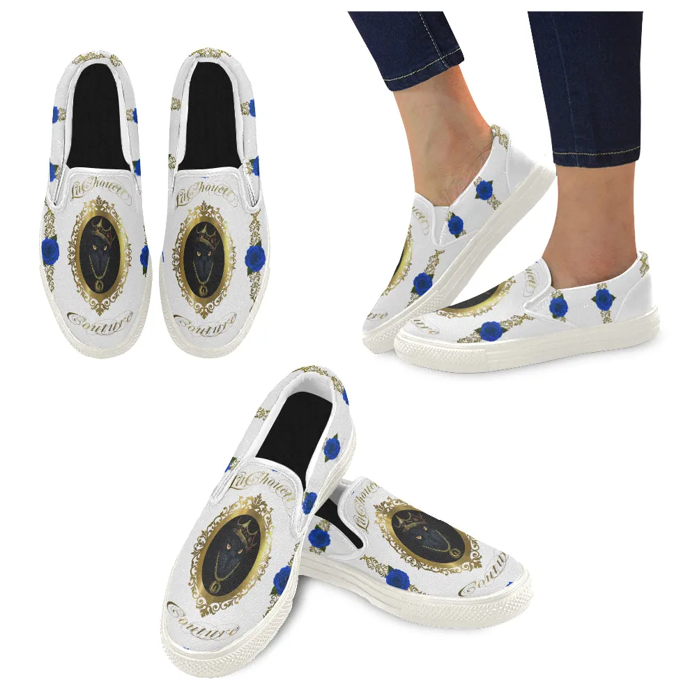 BLUE ROSES KING Men's Unusual Slip-on Canvas Shoes