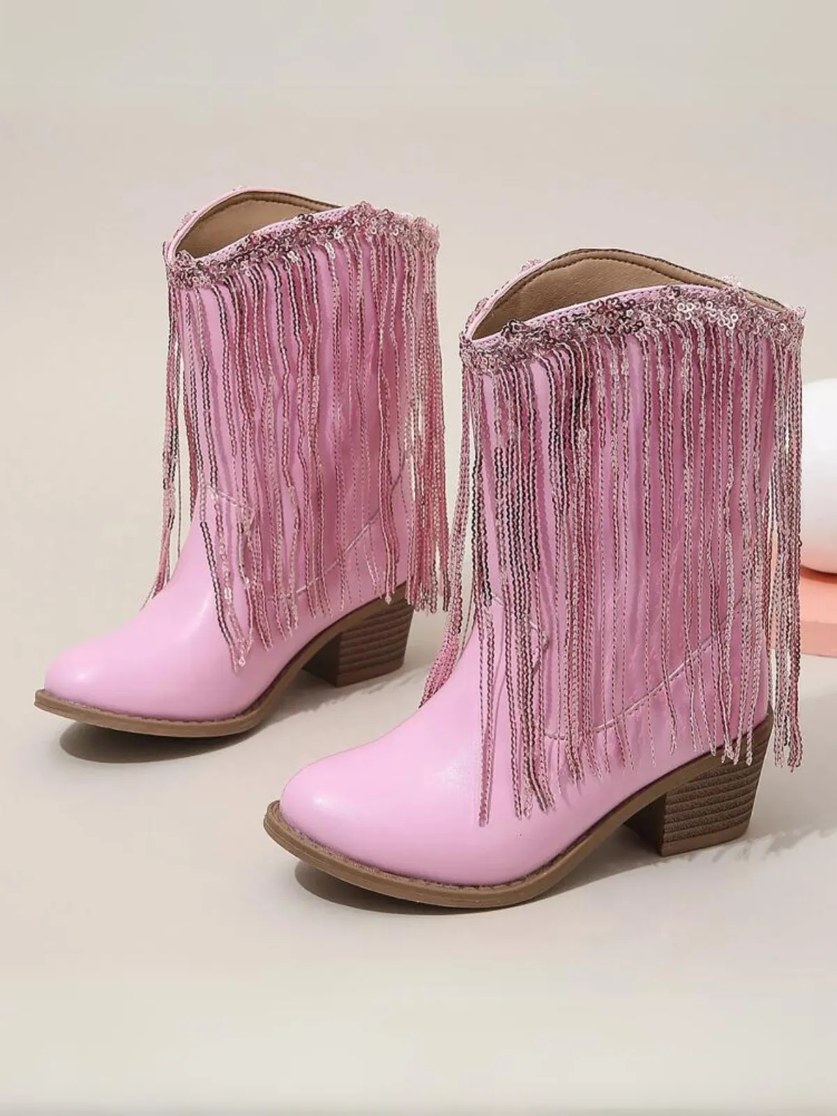 Blushing Rodeo Pink Fringe Cowboy Boots By Liv and Mia