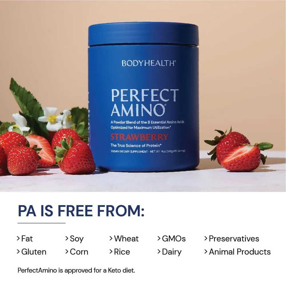 BodyHealth Perfect Amino Powder Strawberry 60 Servings 14 oz 396g