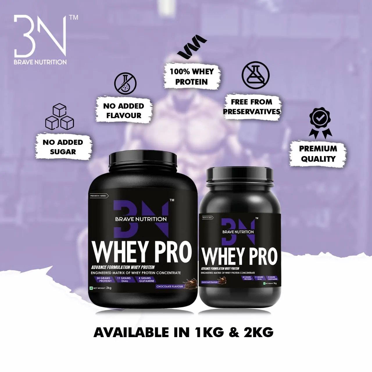 Brave Nutrition Whey Pro Protein Isolate Blend - 24g Protein, 11g EAAs, 4g Glutamine|Lean Protein Powder for Muscle Gain|Sports Nutrition|Muscle Builder Protein Powder for Men & Women[2Kg, Chocolate]