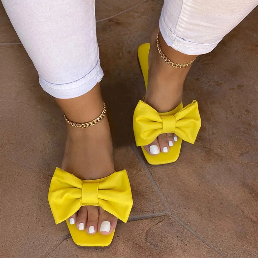 Breathable Big Bowknot Open Toe Flat Sandals