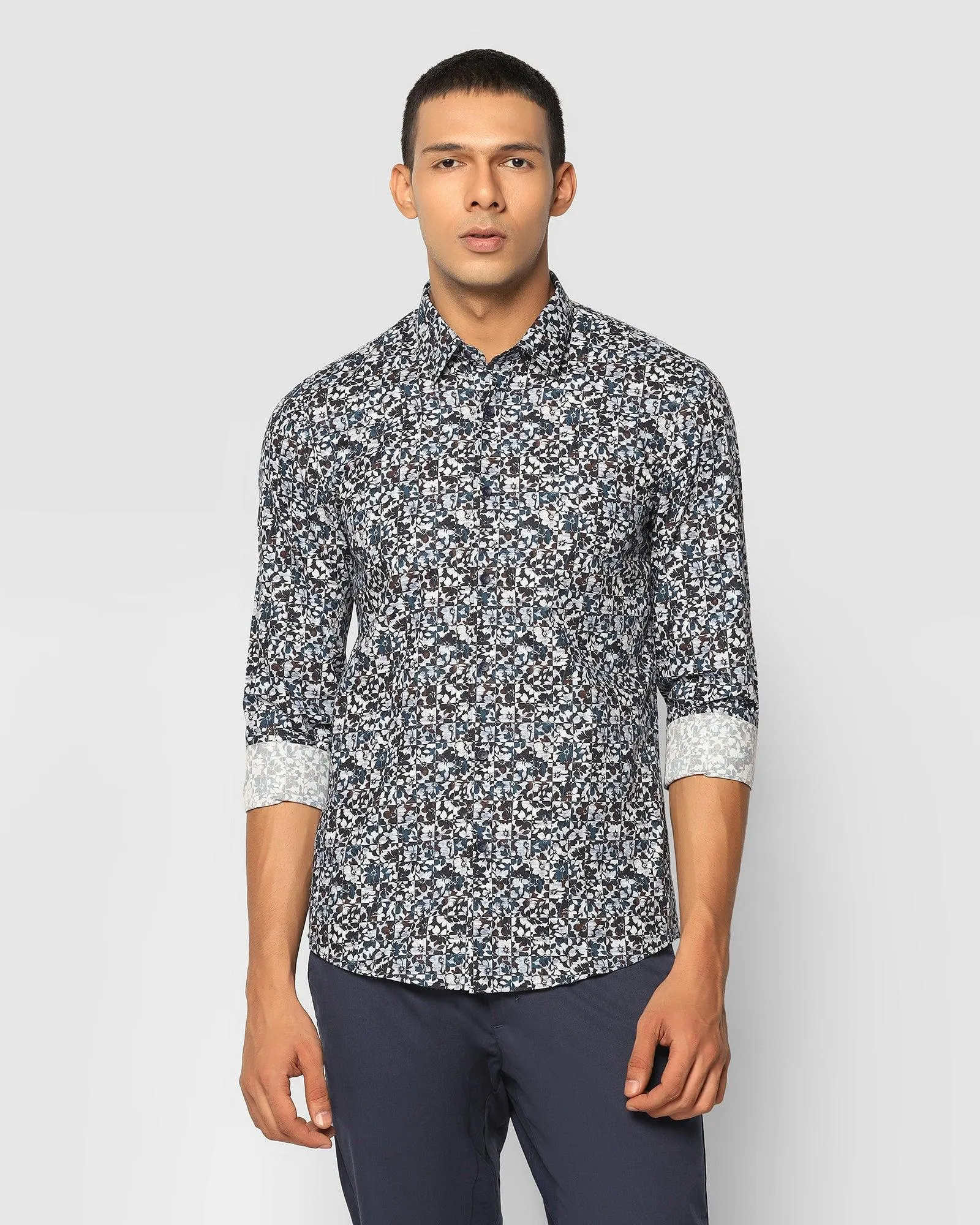 Casual Deep Blue Printed Shirt - Hans