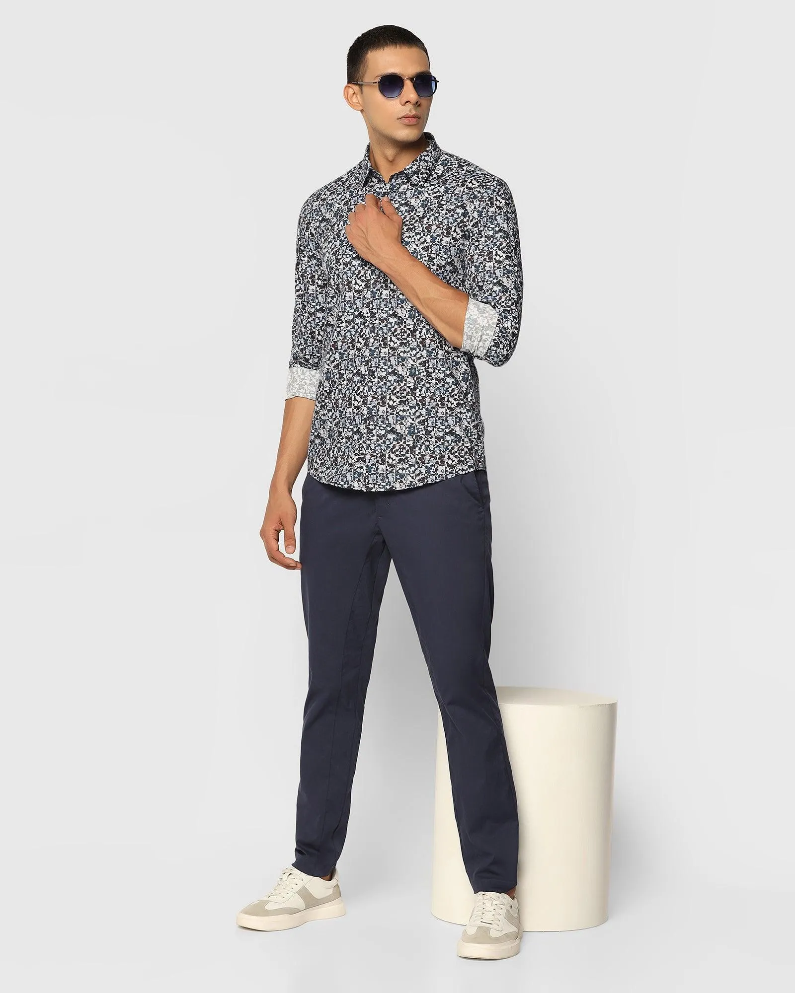 Casual Deep Blue Printed Shirt - Hans