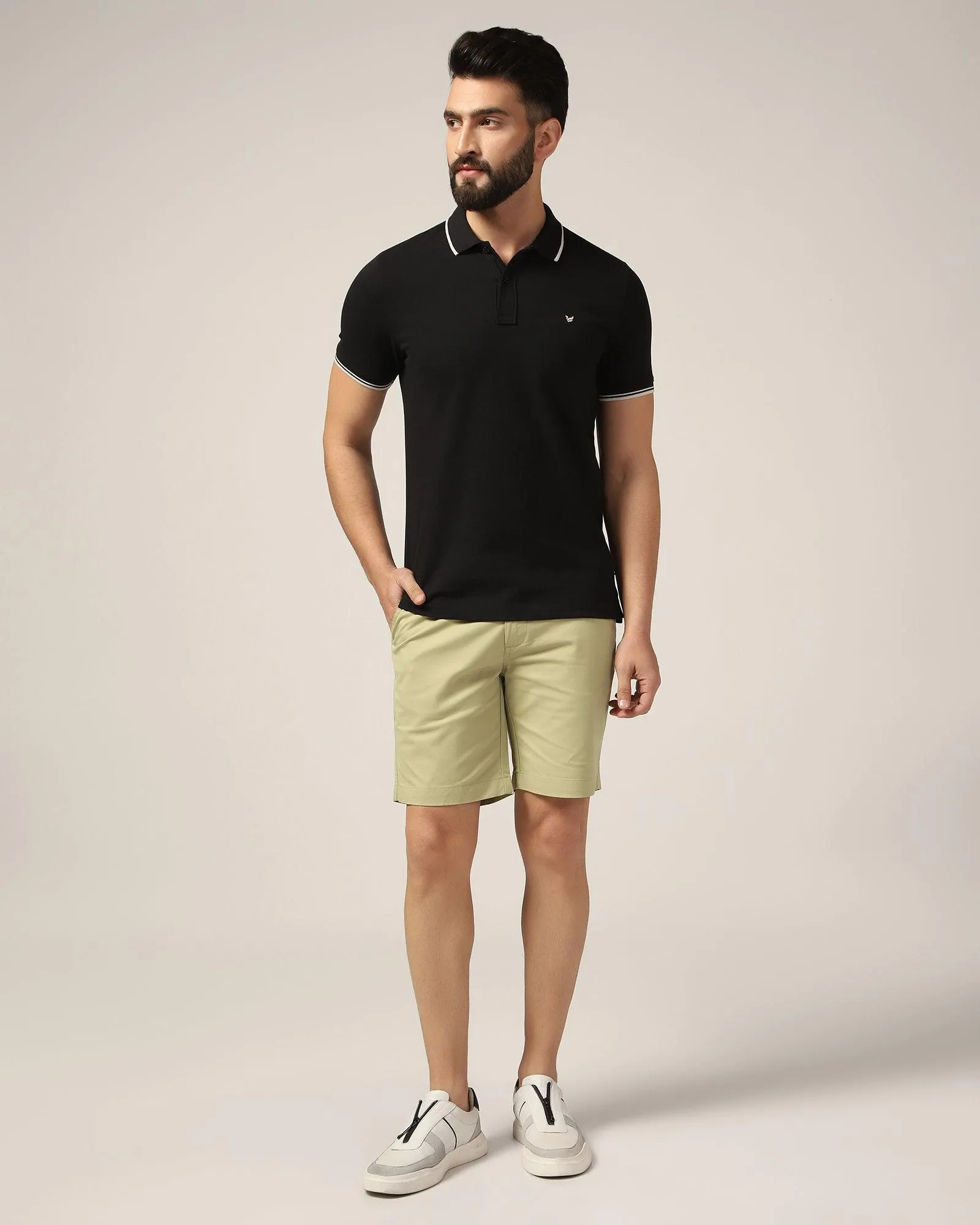 Casual Light Olive Solid Shorts - Frank