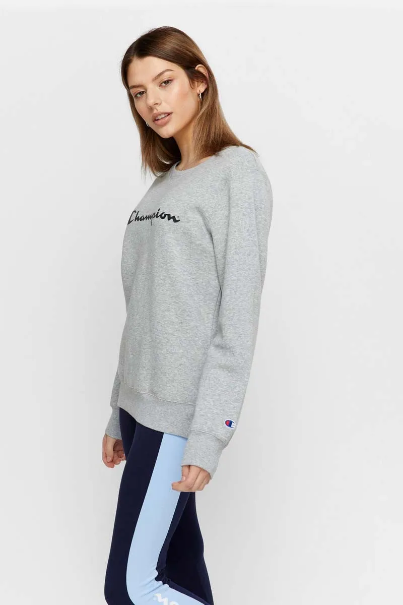 Champion Womens Script Crew - Oxford Heather