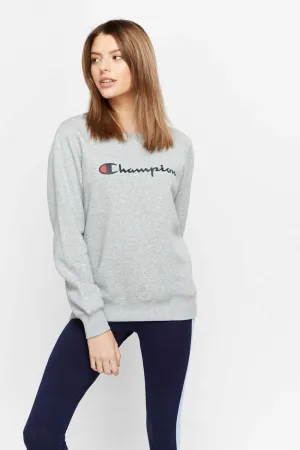 Champion Womens Script Crew - Oxford Heather