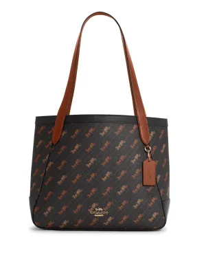 Coach Women's Brown & Black Horse And Carriage Tote With Horse And Carriage Dot Print