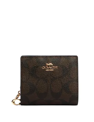 Coach Women's Brown & Black Snap Wallet In Signature Canvas