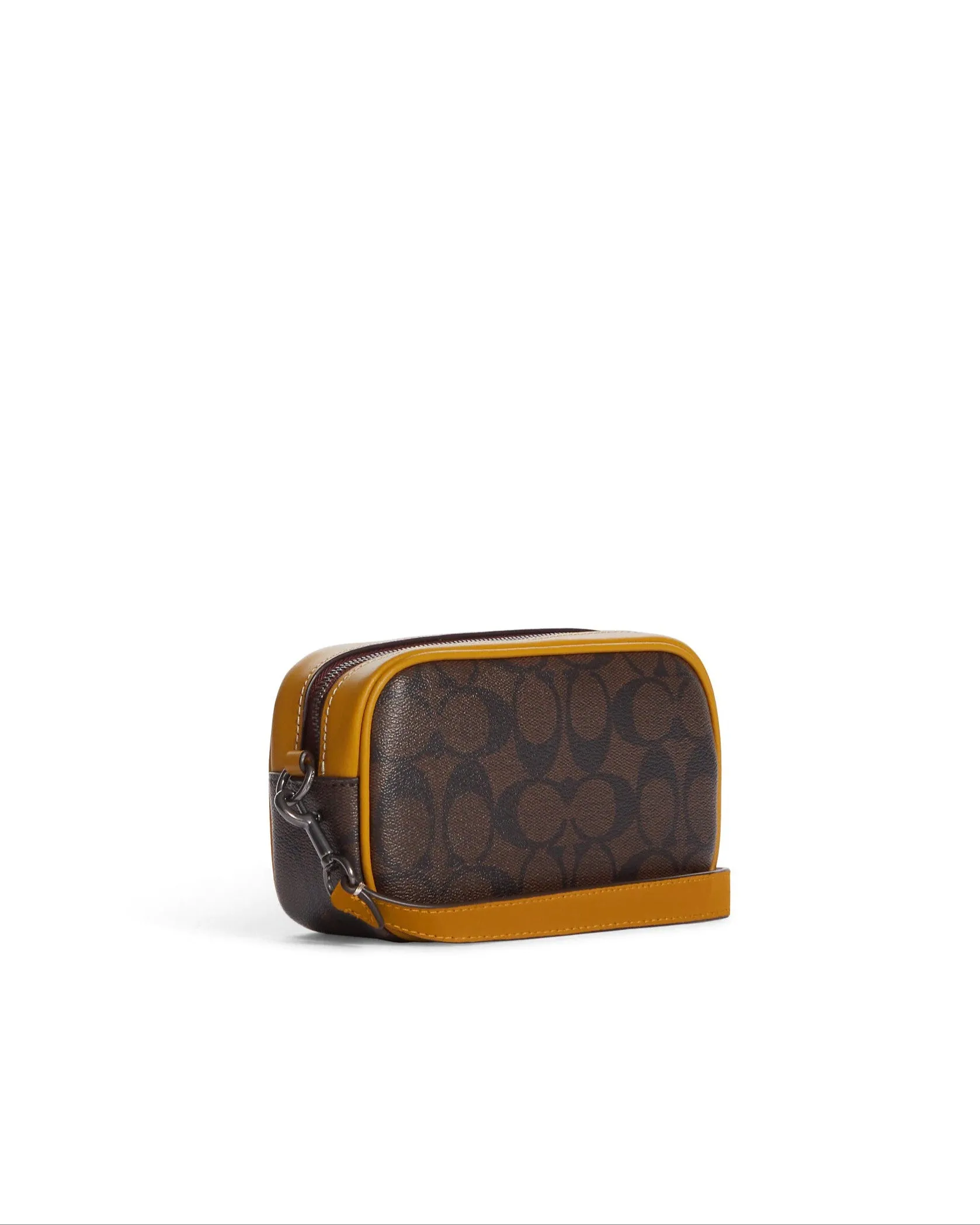 Coach Women's Brown & Buttercup Jamie Wristlet In Signature Canvas With Varsity Motif