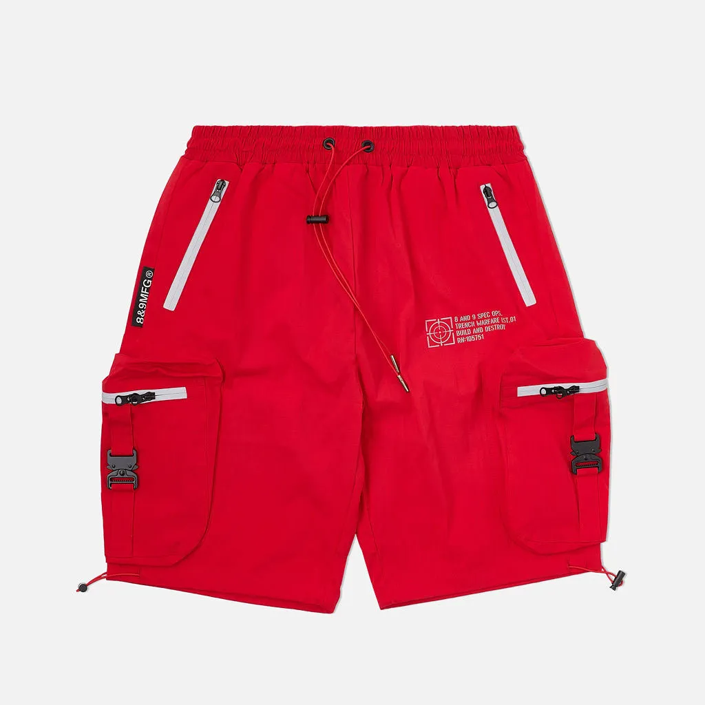 Combat Nylon Shorts Red 3M Zippers