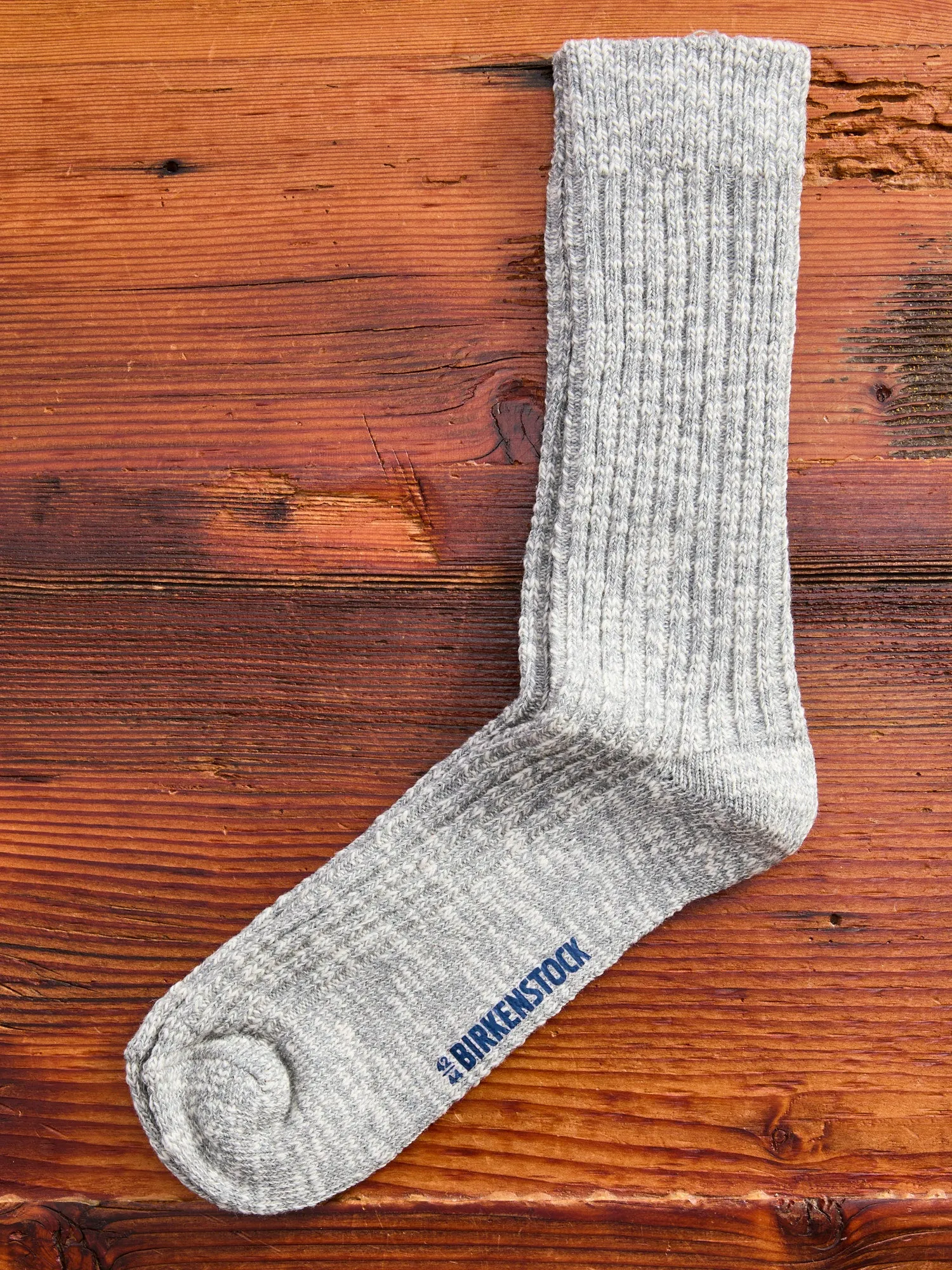 Cotton Slub Crew Sock in Grey