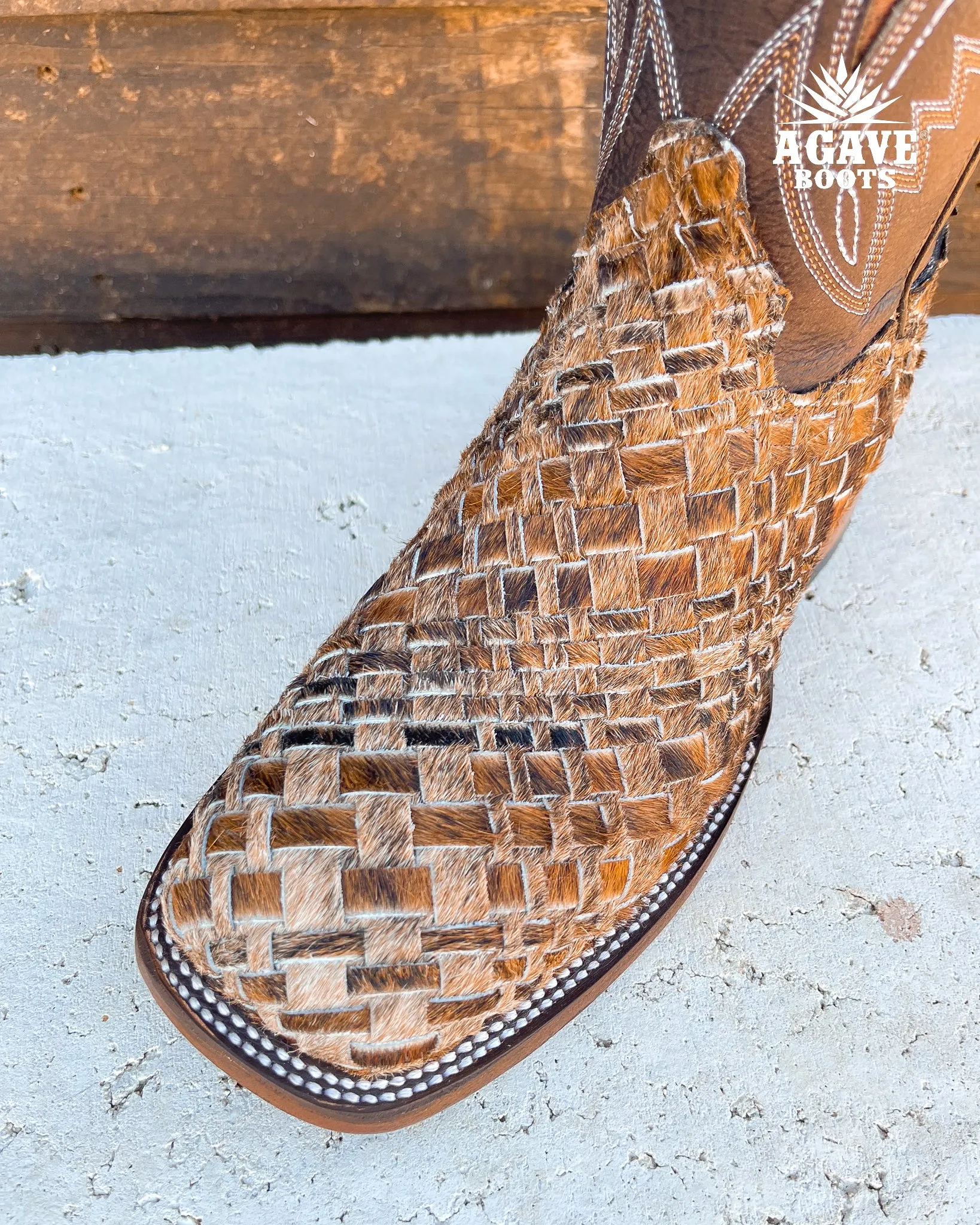 COWHIDE WEAVE / WOVEN | MEN SQUARE TOE COWBOY BOOTS