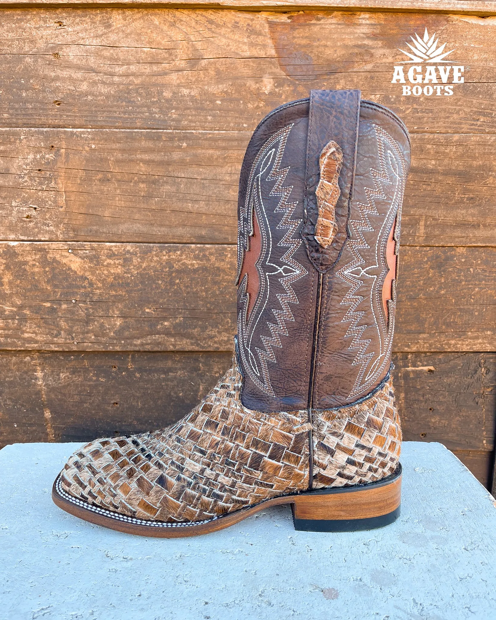 COWHIDE WEAVE / WOVEN | MEN SQUARE TOE COWBOY BOOTS