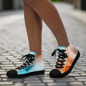 Cozy Peach Fuzz & Pretty Blue Women's High Tops Sneakers for Everyday Wear