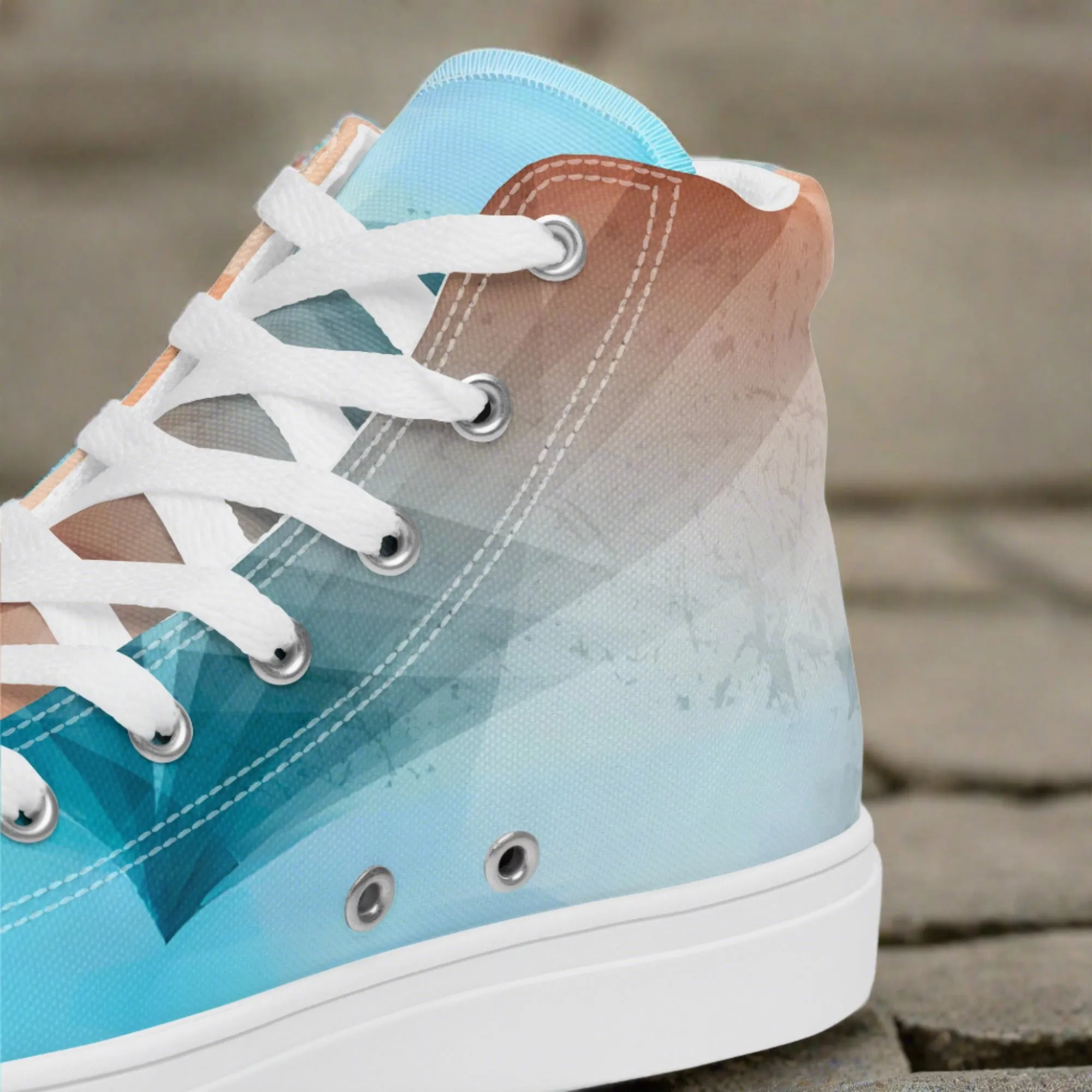 Cozy Peach Fuzz & Pretty Blue Women's High Tops Sneakers for Everyday Wear