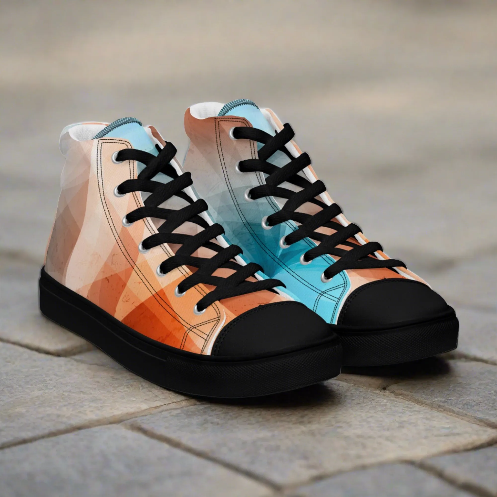 Cozy Peach Fuzz & Pretty Blue Women's High Tops Sneakers for Everyday Wear