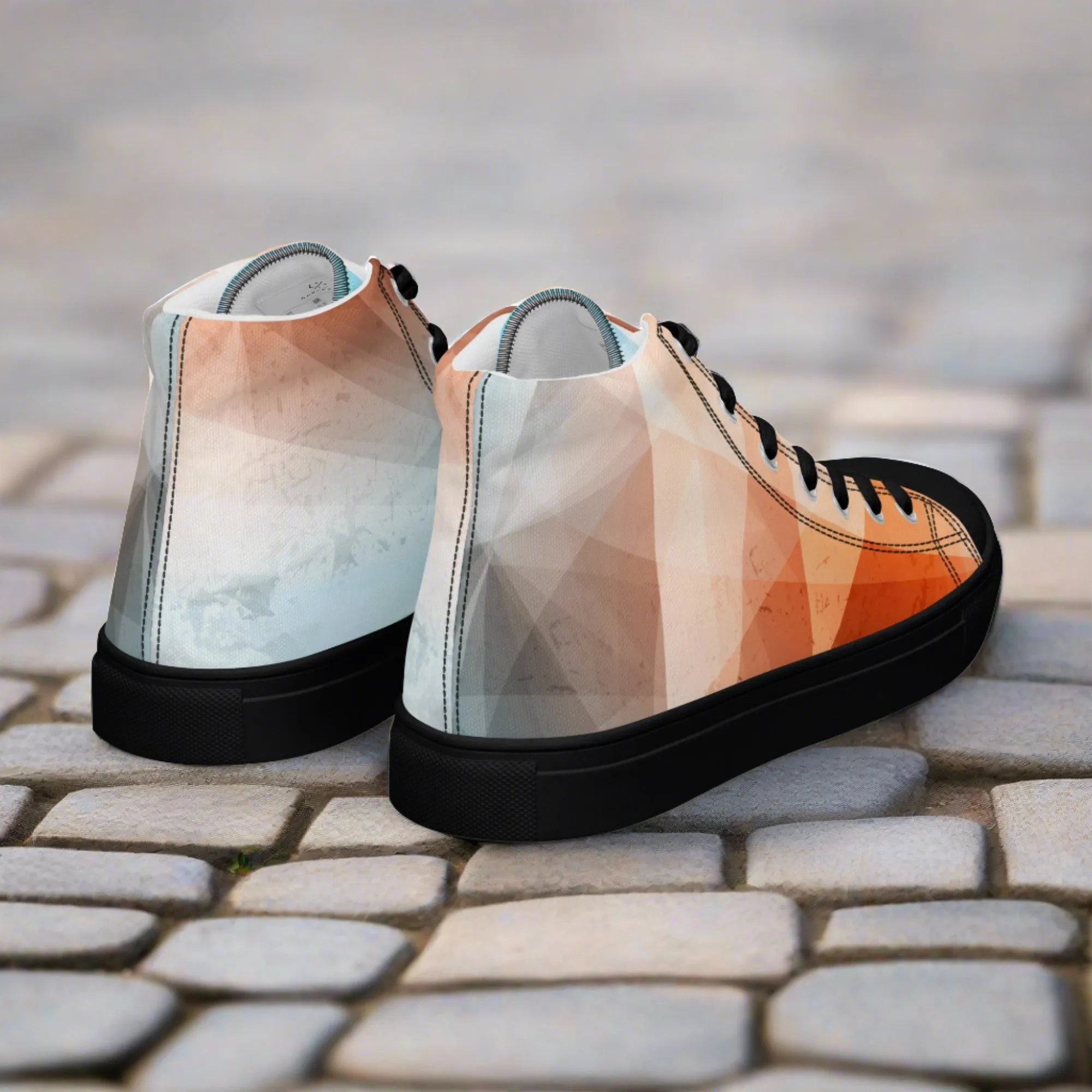 Cozy Peach Fuzz & Pretty Blue Women's High Tops Sneakers for Everyday Wear