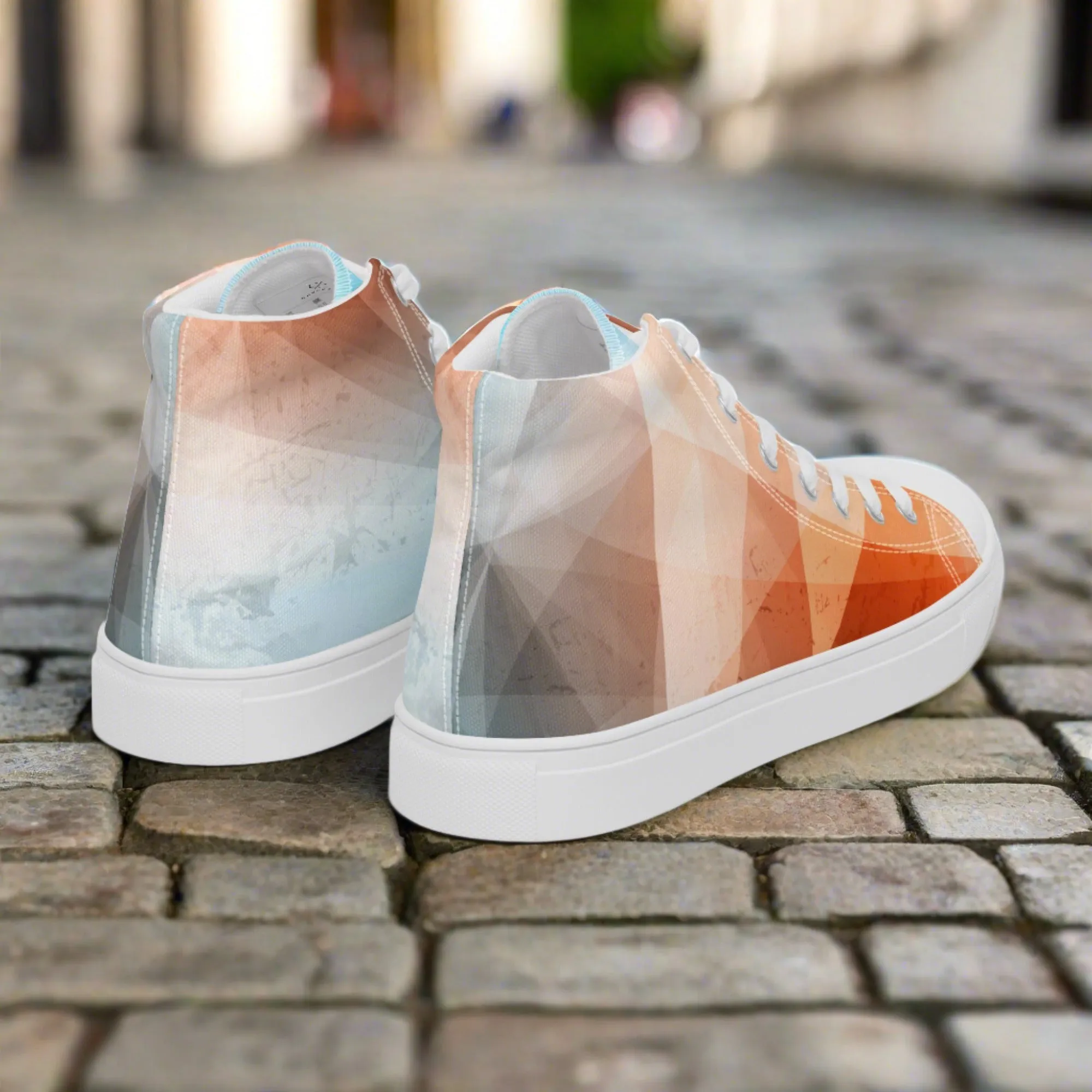 Cozy Peach Fuzz & Pretty Blue Women's High Tops Sneakers for Everyday Wear