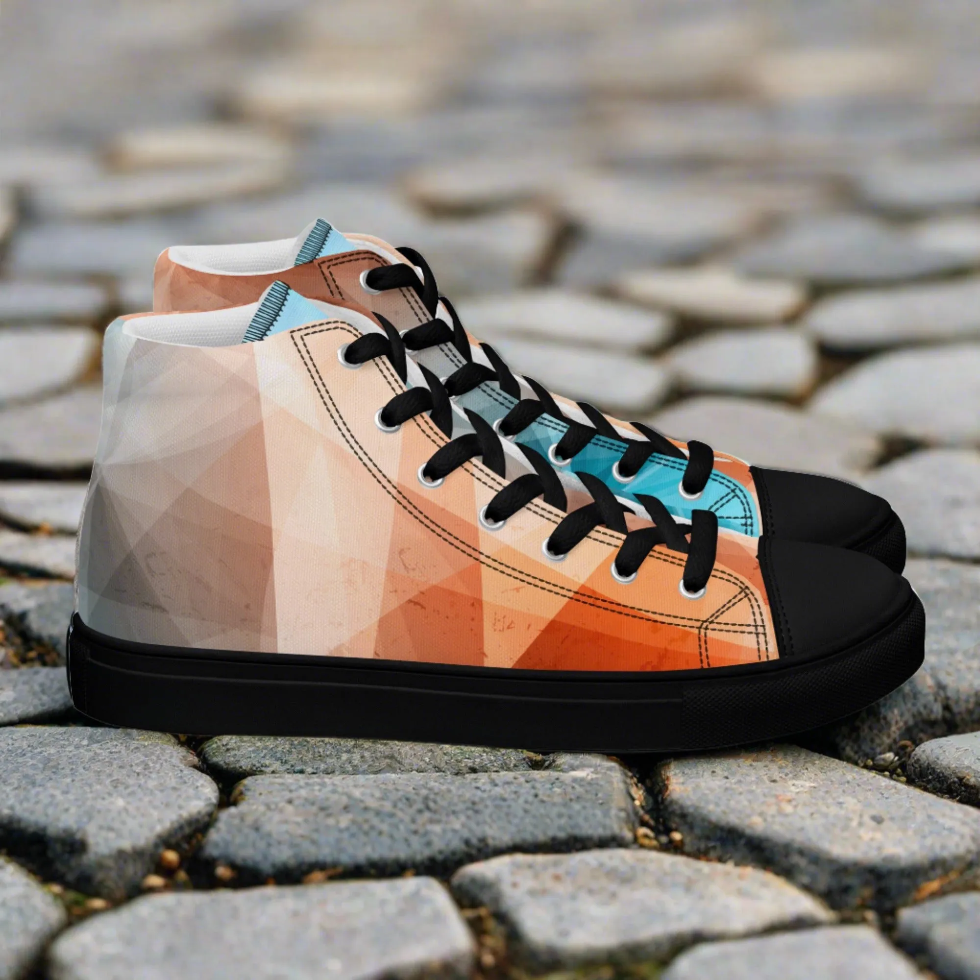 Cozy Peach Fuzz & Pretty Blue Women's High Tops Sneakers for Everyday Wear