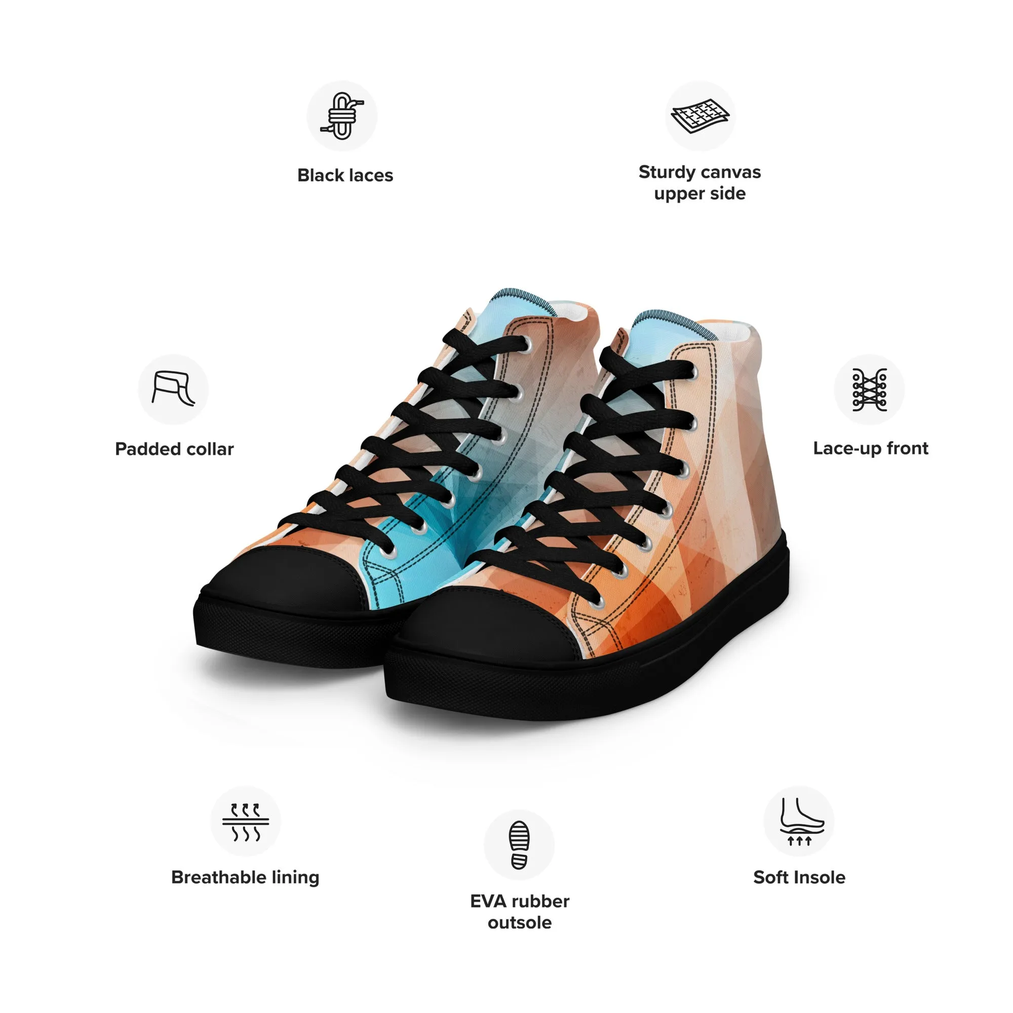 Cozy Peach Fuzz & Pretty Blue Women's High Tops Sneakers for Everyday Wear