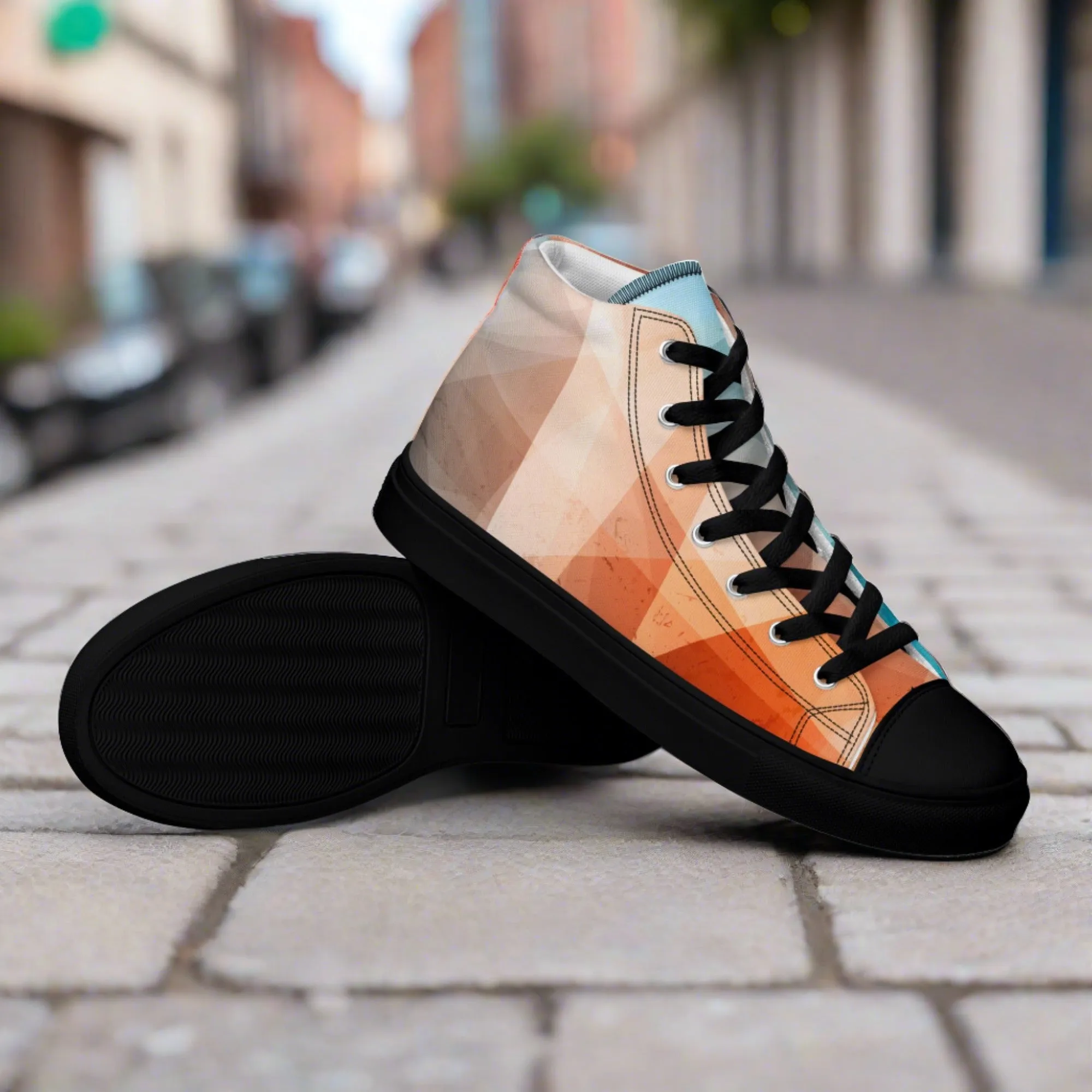 Cozy Peach Fuzz & Pretty Blue Women's High Tops Sneakers for Everyday Wear