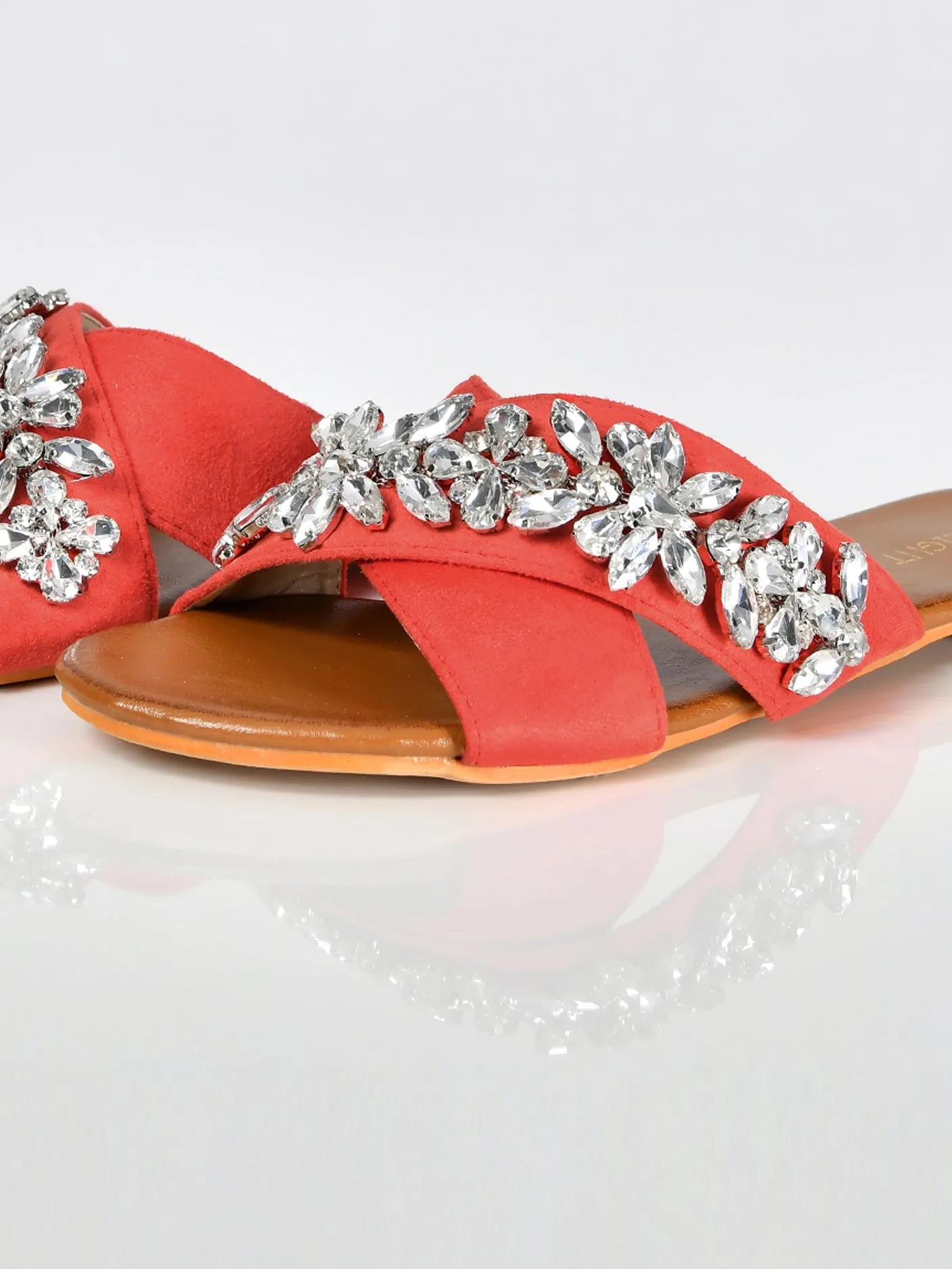 Cross Stone Sandals-Red